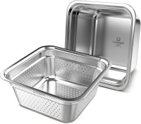 WAGENSTEIGER Stainless Steel Square Colander & Basin Set - 8L, Durable SUS304, Rustproof, Versatile Kitchen Tool