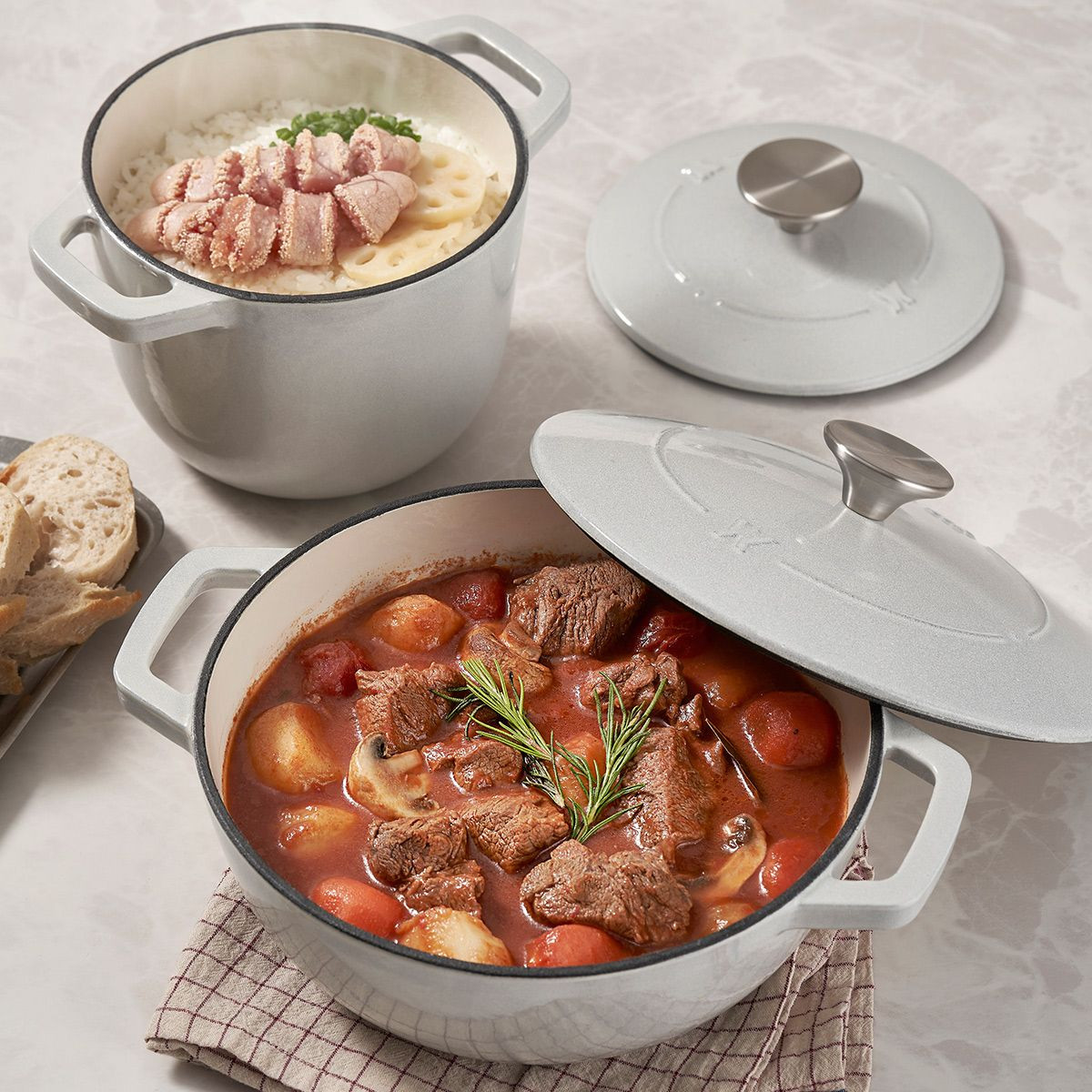 Premium Cast Iron Cocotte Set - 15cm & 21cm, Durable, Non-Stick, Versatile, Oven & Induction Safe