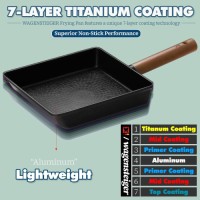 Rectangular Aluminum Frying Pan, Titanium Non-Stick Coating, Zelkova Handle, Made in Korea, 15.75"x7.87"