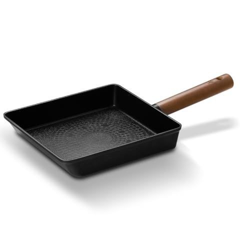 Rectangular Aluminum Frying Pan, Titanium Non-Stick Coating, Zelkova Handle, Made in Korea, 15.75"x7.87"