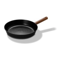 16.34" Aluminum Frying Pan with 7-Layer Titanium Coating, Zelkova Wooden Handle, Made in Korea