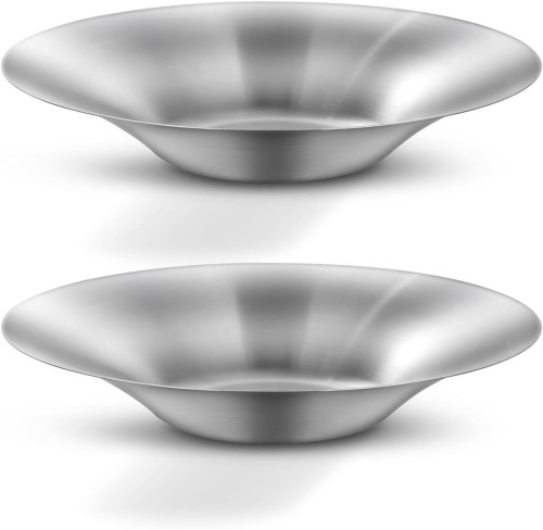 WAGENSTEIGER Set of 2 SUS304 Stainless Steel Dinner Plates - Durable, Versatile, Reusable, Stackable, Eco-Friendly